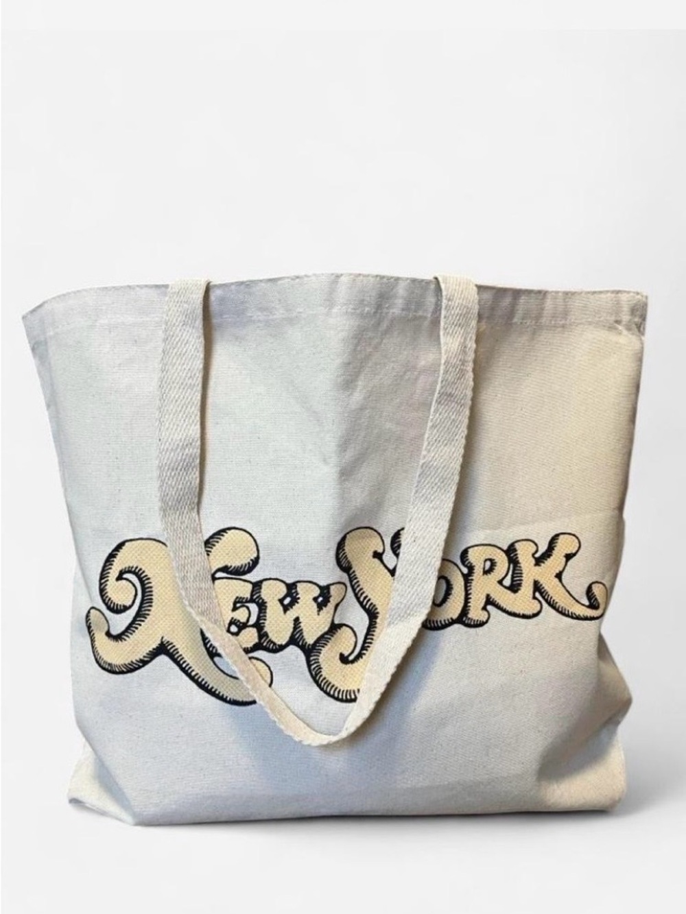 Cream "New York" Canvas Tote School Book Bag